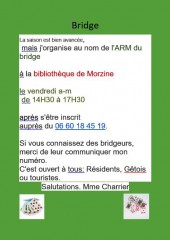 Invitation aux bridgeurs de la part de l'Association des Résidents de Morzine
